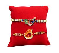 TIED RIBBONS Juego de 2 Rakhi para hermanos Rakhi para Bhaiya | Tarjeta de deseos | Roli Tikka - Pulsera Raksha Bandhan Rakhi para hermano, 13 Inch Approx., Seda