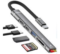 TIEDXIOY Hub USB C 5 en 1, adaptador multipuerto USB C con USB C PD y conector Heaphone, USB 3.0 OTG, lector de tarjetas SD/TF para iPhone 15/16, cámara MacBook, iPad Pro, iMac, Dell, HP, ASUS, Acer,