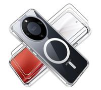 Tieeyivv Funda Magnética para Honor Magic 8 Lite Case con MagSafe con Protector de Pantalla Cristal Vidrio Templado Frame Funda de Silicona Flexible + PC Acrílico Carcasa Transparent Slim Cover