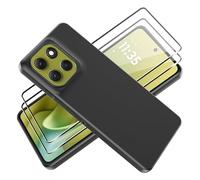 Tieeyivv Funda para Motorola Moto G86 Power Cover con Protector de Pantalla Cristal Vidrio Templado Matte TPU Soft Incorporado Cover Anti-rayones, Antigolpes Anti-Amarilleo Protección - Negro