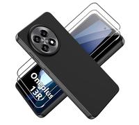 Tieeyivv Funda para OnePlus 13R Cover con Protector de Pantalla Cristal Vidrio Templado Matte TPU Soft Incorporado Cover Anti-rayones, Antigolpes Anti-Amarilleo Protección - Negro