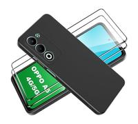 Tieeyivv Funda para OPPO A5 4G/5G/OPPO A5m con 2 Unidades para Protector de Pantalla de Cristal blindado, Funda Suave Mate [protección de cámara] [Capa Interior Suave] Protectora Fina antiarañazos