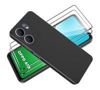 Tieeyivv Funda para OPPO A5X 4G/5G Case con Protector de Pantalla Cristal Vidrio Templado Matte TPU Soft Incorporado Cover Anti-rayones, Antigolpes Anti-Amarilleo Protección - Negro