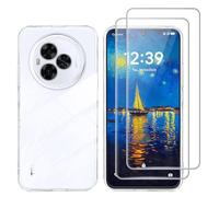 Tieeyivv Funda para TCL NXTPAPER 60 Ultra 5G con 2 Piezas Protector de Pantalla Cristal Vidrio Templado Transparente TPU Soft Incorporado Cover Anti-rayones, Anti-Amarilleo Protección Bumper