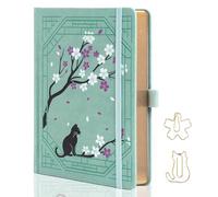 TIEFOSSI A5 Cuaderno Rayado, Diario Bonito con Gatos para Mujeres y Niñas, Cuaderno con Rayas Universitarias y Bonito Diseño Sakura, Journal Estético para Escribir, Dibujar y Llevar un Diario
