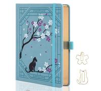 TIEFOSSI Cuaderno A5 con Puntos, Diario Bonito con Gato para Mujeres y Niñas, Cuaderno de Puntos con Bonito Diseño de Sakura, Journal Estético para Escribir, Dibujar y Llevar un Diario