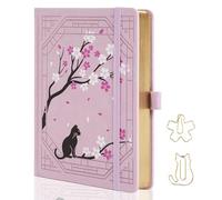 TIEFOSSI Cuaderno A5 con Puntos, Diario Bonito con Gato para Mujeres y Niñas, Cuaderno de Puntos con Bonito Diseño de Sakura, Journal Estético para Escribir, Dibujar y Llevar un Diario