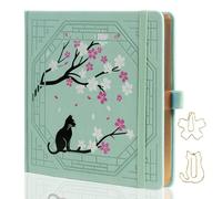 TIEFOSSI Cuaderno Cuadrado de Puntos, Diario Bonito con Gato para Mujeres y Niñas, Cuaderno de Puntos con Bonito Diseño de Sakura, Journal Estético para Escribir, Dibujar y Llevar un Diario