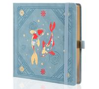 TIEFOSSI Cuaderno de Punteado Cuadrados, Diario Estético para Mujeres y Hombres con Portada de Carpas Koi, Cuaderno de Tapa Dura A5 con Cinta Marcapáginas, Cuadernos de Punteado para Escribir