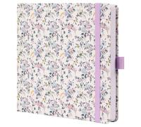 TIEFOSSI cuaderno de puntos, cuaderno de puntos para mujeres y hombres, diario de tela con flores, papel grueso 160 GSM, 160 páginas numeradas, diario cuadrado 20.4 x 20.4 CM