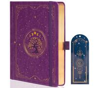 TIEFOSSI Cuaderno Tree of Life, Cuaderno A5 de Puntos para Mujeres y Hombres, Estética de Puntos, 190 Páginas Numeradas, Tapa Dura de Cuero Vegano con Marcador, Papel Grueso de 160 GSM
