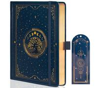 TIEFOSSI Cuaderno Tree of Life, Cuaderno A5 de Puntos para Mujeres y Hombres, Estética de Puntos, 190 Páginas Numeradas, Tapa Dura de Cuero Vegano con Marcador, Papel Grueso de 160 GSM