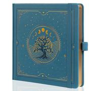 TIEFOSSI Cuaderno Tree of Life, Cuaderno Cuadrado Punteado para Mujeres y Hombres, Estética Punteada, 160 Páginas Numeradas, Tapa Dura, Cuero Vegano, Marcador, Papel Grueso de 160 GSM