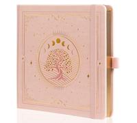 TIEFOSSI Cuaderno Tree of Life, Cuaderno Cuadrado Punteado para Mujeres y Hombres, Estética Punteada, 160 Páginas Numeradas, Tapa Dura, Cuero Vegano, Marcador, Papel Grueso de 160 GSM