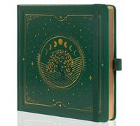 TIEFOSSI Cuaderno Tree of Life, Cuaderno Cuadrado Punteado para Mujeres y Hombres, Estética Punteada, 160 Páginas Numeradas, Tapa Dura, Cuero Vegano, Marcador, Papel Grueso de 160 GSM