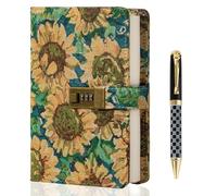 TIEFOSSI Diario Bordado con Candado, Diario Rayado con Candado para Mujeres y Hombres, Cuaderno Estético con Bolígrafo, Cuaderno de Tapa Dura para Escribir, Papel de 100 g/m², 224 Páginas Numeradas