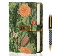 TIEFOSSI Diario Bordado con Candado, Diario Rayado con Candado para Mujeres y Hombres, Cuaderno Estético con Bolígrafo, Cuaderno de Tapa Dura para Escribir, Papel de 100 g/m², 224 Páginas Numeradas