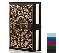 TIEFOSSI - Diario cerrado para mujer, diario de flores vintage con cerradura de combinación B6, cuaderno secreto de escritura para niñas, papel rayado recargable (negro)