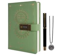 TIEFOSSI Diario con candado, diario de sol y luna con candado para mujeres y hombres, cuaderno A5 recargable con candado para escribir, 224 páginas numeradas