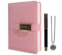 TIEFOSSI Diario con candado, diario vintage con diseño del árbol de la vida para mujeres y hombres, cuaderno A5 rellenable con candado para escribir, 224 páginas numeradas