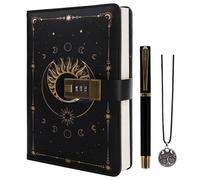 TIEFOSSI Diario con candado, diario vintage Sun Journal con candado para mujeres y hombres, cuaderno A5 recargable con candado para escribir, 224 páginas numeradas