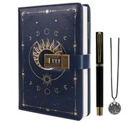 TIEFOSSI Diario con candado, diario vintage Sun Journal con candado para mujeres y hombres, cuaderno A5 recargable con candado para escribir, 224 páginas numeradas