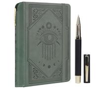 TIEFOSSI Diario de rayas para mujeres y hombres, diario de piel con bolígrafo, cuaderno de tapa dura A5 con el mal de ojo para trabajar, escribir, viajar y estudiar, 14,8 x 21 cm