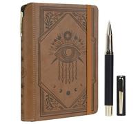 TIEFOSSI Diario de rayas para mujeres y hombres, diario de piel con bolígrafo, cuaderno de tapa dura A5 con el mal de ojo para trabajar, escribir, viajar y estudiar, 14,8 x 21 cm