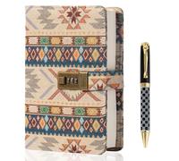 TIEFOSSI Diario de Tela con Candado, Diario Rayado con Candado para Mujeres y Hombres, Journal Estético con Bolígrafo, Cuaderno de Tapa Dura para Escribir, Papel de 100 g/m², 224 Páginas Numeradas