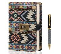 TIEFOSSI Diario de Tela con Candado, Diario Rayado con Candado para Mujeres y Hombres, Journal Estético con Bolígrafo, Cuaderno de Tapa Dura para Escribir, Papel de 100 g/m², 224 Páginas Numeradas