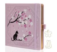 TIEFOSSI Diario Puntos Gatos Cuadr. Mix, 190 p., 160g/m², 20,3x20,3cm | Cuaderno vintage bonito con patrón Sakura, diario estético para escribir y dibujar, bordes dorados