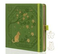 TIEFOSSI Diario Puntos Gatos Cuadr. Mix, 190 p., 160g/m², 20,3x20,3cm | Cuaderno vintage bonito con patrón Sakura, diario estético para escribir y dibujar, bordes dorados