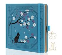 TIEFOSSI Diario Puntos Gatos Cuadr. Mix, 190 p., 160g/m², 20,3x20,3cm | Cuaderno vintage bonito con patrón Sakura, diario estético para escribir y dibujar, bordes dorados