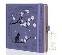TIEFOSSI Diario Puntos Gatos Cuadr. Mix, 190 p., 160g/m², 20,3x20,3cm | Cuaderno vintage bonito con patrón Sakura, diario estético para escribir y dibujar, bordes dorados