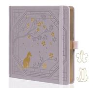 TIEFOSSI Diario Puntos Gatos Cuadr. Mix, 190 p., 160g/m², 20,3x20,3cm | Cuaderno vintage bonito con patrón Sakura, diario estético para escribir y dibujar, bordes dorados