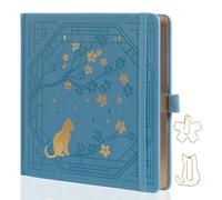 TIEFOSSI Diario Puntos Gatos Cuadr. Mix, 190 p., 160g/m², 20,3x20,3cm | Cuaderno vintage bonito con patrón Sakura, diario estético para escribir y dibujar, bordes dorados