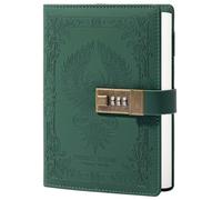 TIEFOSSI Phoenix Journal Notebook con candado, diario de cuero vintage con candado, B6 Travel Ruled Lined Paper para mujeres, niñas y niños (verde)