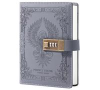 TIEFOSSI Phoenix Journal Notebook with Lock, Vintage Leather Locked Diary, B6 Travel Ruled Lined Paper Escritura para Mujeres Niñas Niños (Negro)