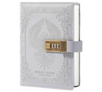 TIEFOSSI Phoenix Journal Notebook with Lock, Vintage Leather Locked Diary, B6 Travel Ruled Lined Paper para mujeres, niñas y niños (gris)