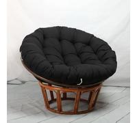 Tielag Cojín para silla Papasán, redondo, grueso, colgante para silla de jardín, sillón giratorio, balcón, negro, 80 x 80 cm
