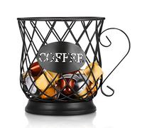 TIEMORE Cesta de cápsulas de café,Organizador de cápsulas de café, cesta de almacenamiento para cápsulas de café,Soporte de cápsulas de café de diseño original negro,Accesorios de café perfectos de