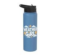 Tiempo Chica Lindo Meteorólogo Cazador de Tormentas Stainless Steel Insulated Water Bottle