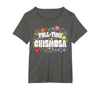 Tiempo Completo Chismosa Divertido Español Camiseta, Mujer Tallas Grandes, Asfalto, 2XL Grande