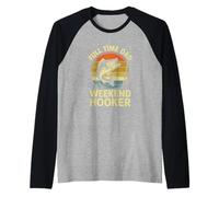 Tiempo Completo Papá Weekend Hooker | Divertido Día del Padre Pesca Camiseta Manga Raglan