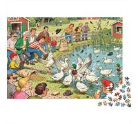 Tiempo de alimentación Duck Pond Puzzle De Madera Impermeable DIY Puzzles De 1000 Piezas para Adultos Desafiante Y Estimulante Rompecabezas para Juegos Educativos