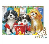 Tiempo de baño de Cachorro Lindo Rompecabezas 1000 Piezas Cartón Grueso para Adolescentes 12-18, Lógica Y Habilidad, Ocio De Vacaciones, Regalo Atencioso para Jóvenes 38x26cm/1000pcs