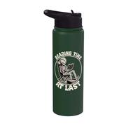 Tiempo de lectura al final amante de los libros lectura de esqueleto introvertido Stainless Steel Insulated Water Bottle