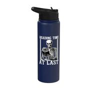 Tiempo de lectura al final amante de los libros lectura de esqueleto introvertido Stainless Steel Insulated Water Bottle