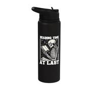 Tiempo de lectura al final amante de los libros lectura de esqueleto introvertido Stainless Steel Insulated Water Bottle