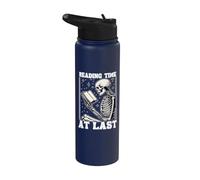 Tiempo de lectura al final amante de los libros lectura de esqueleto introvertido Stainless Steel Insulated Water Bottle